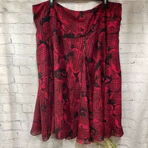 Coldwater Creek houndstooth floral front pleat midi 2x skirt